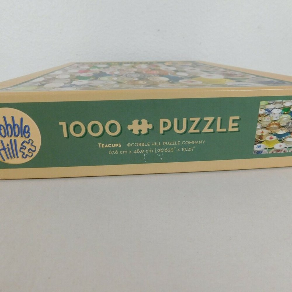 Cobble Hill Teacups 1000 Piece Jigsaw Puzzle Colorful Cups Saucers Complete Used - Picture 5 of 8